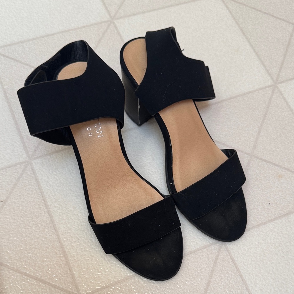 Black Womens Block Heel Sandals